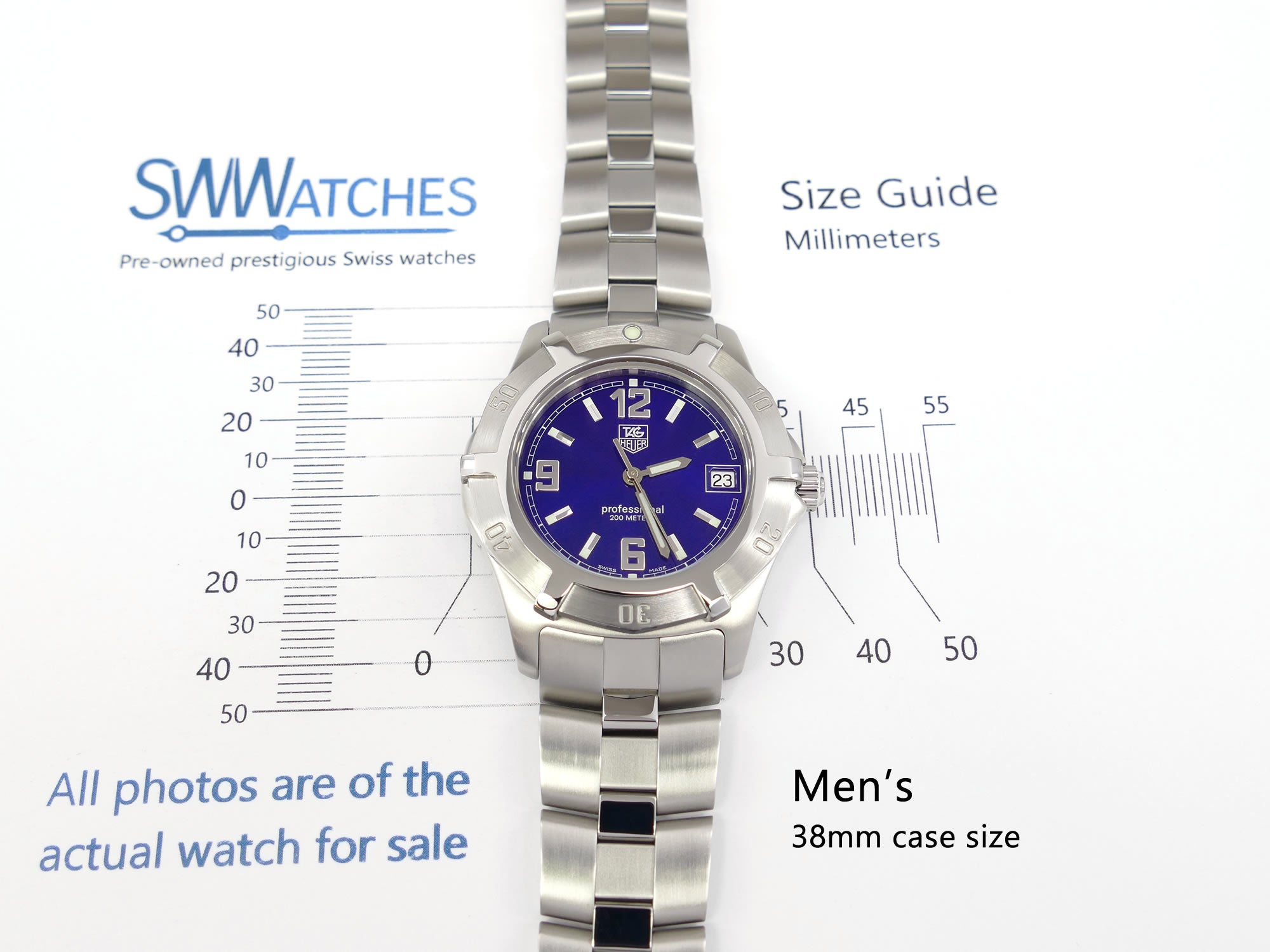 TAG Heuer 2000 Exclusive WN1112 Men's 38mm case size