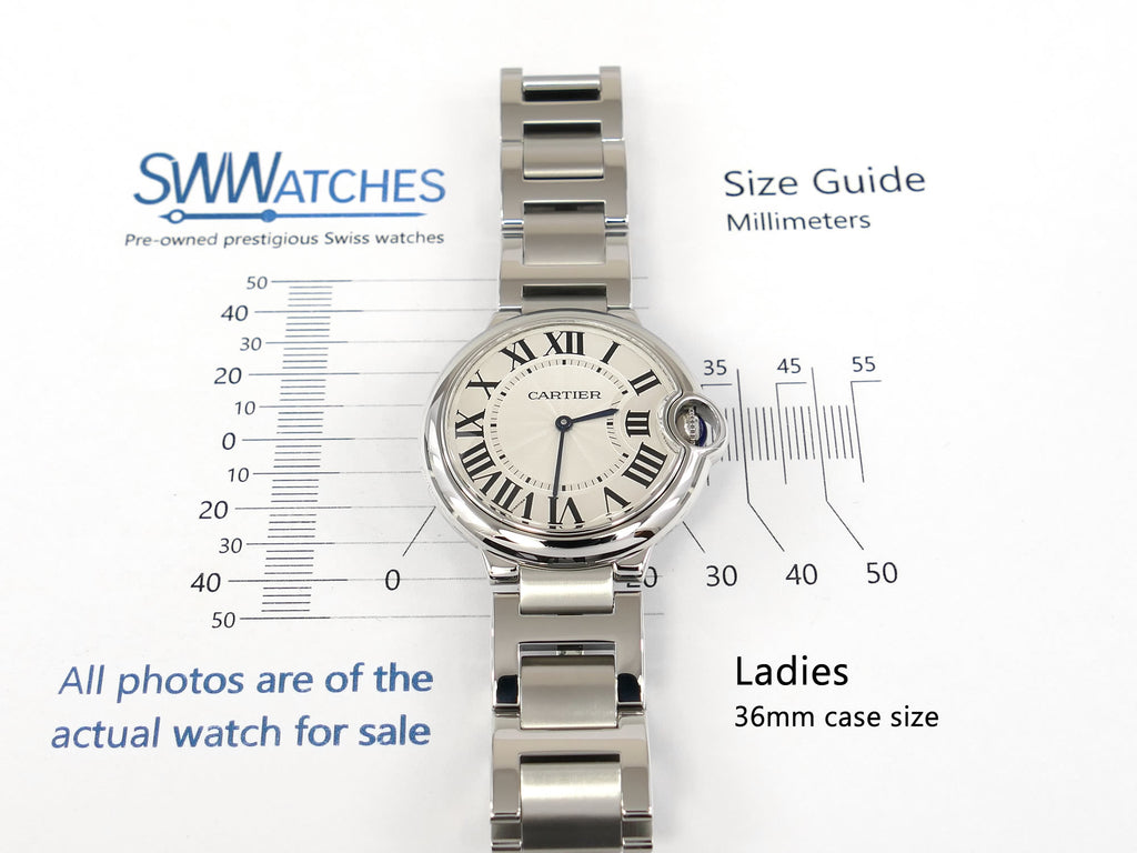 Cartier Ballon Bleu W69011Z4 Ladies 36mm case size
