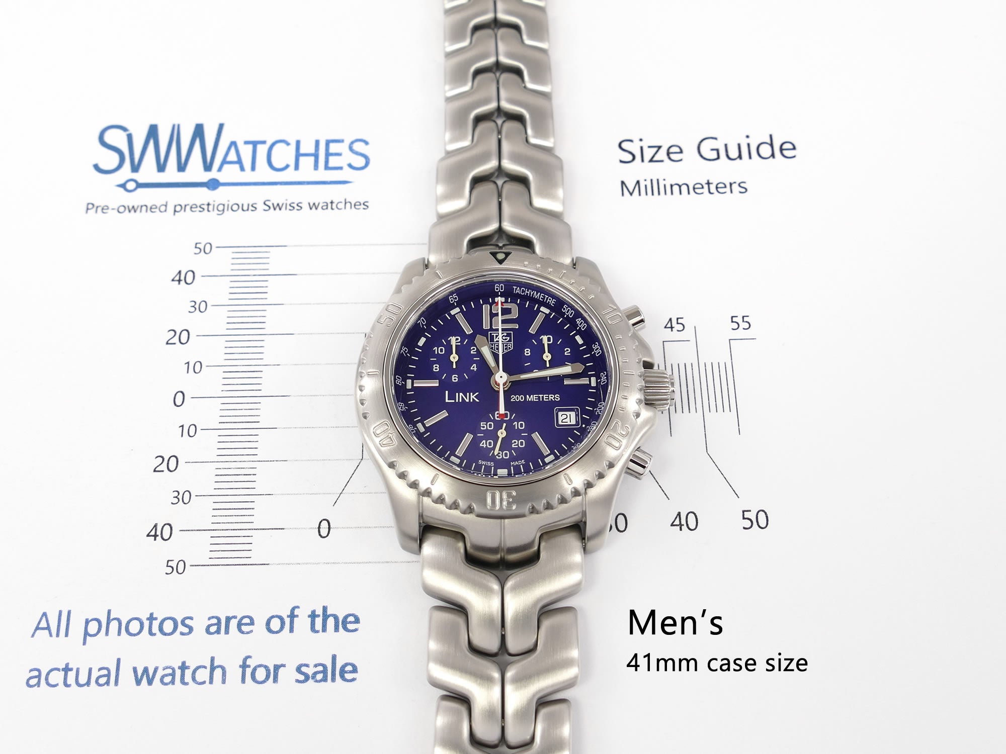 TAG Heuer Link Chronograph CT1110-0 Men's 41mm case size
