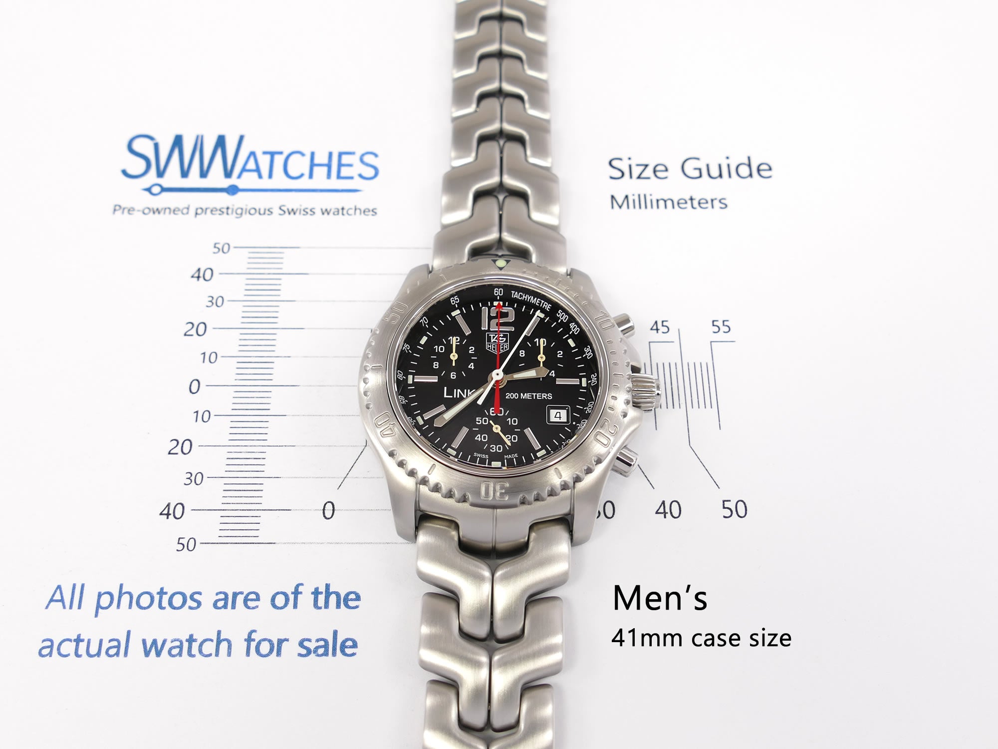TAG Heuer Link Chronograph CT1111-0 Men's 41mm case size