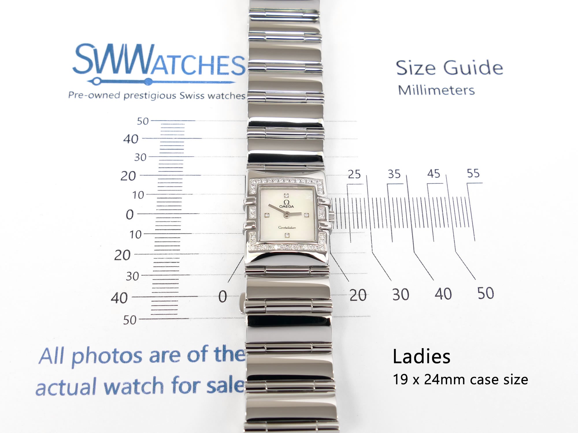 Omega Constellation Quadra 1528.76.00 ladies 19 x 24mm case size