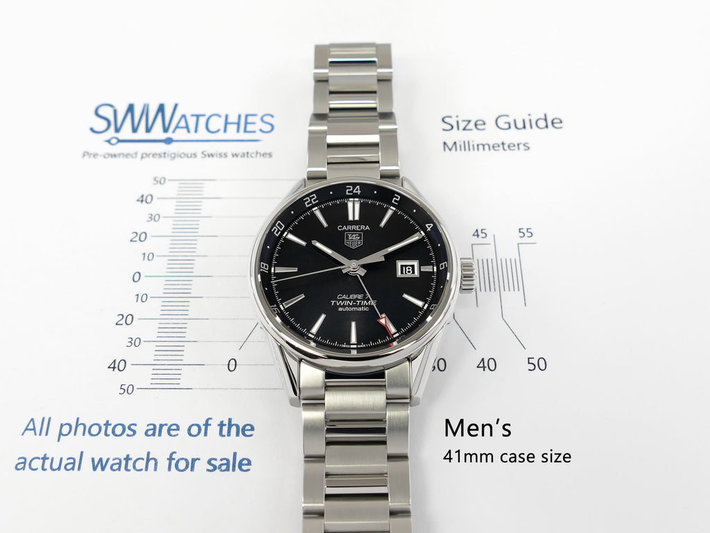 TAG Heuer Carrera Twin-Time WAR2010-1 Men's 41mm case size