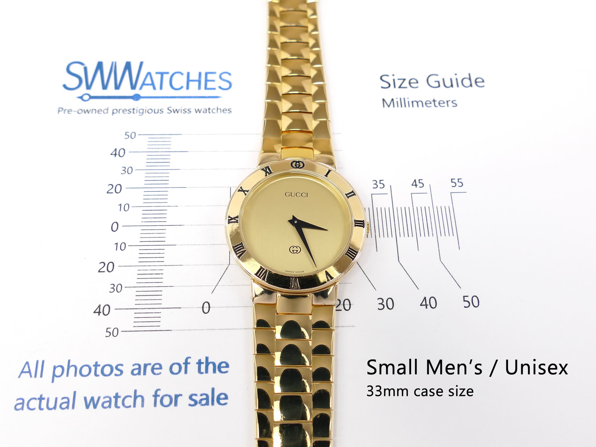 Gucci 3300M Champagne Small Men's / Unisex 33mm case size