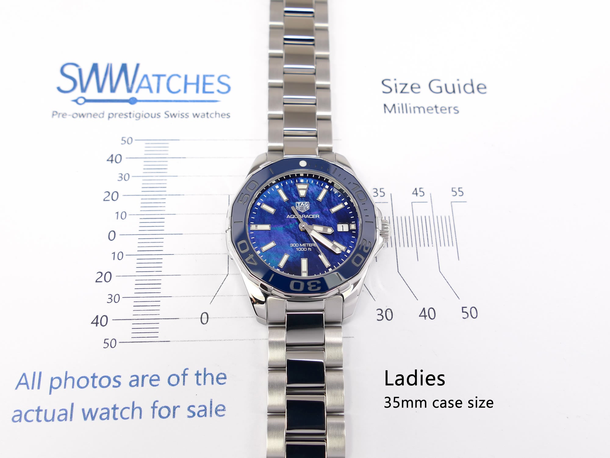 TAG Heuer Aquaracer WAY131S Ladies 35mm case size