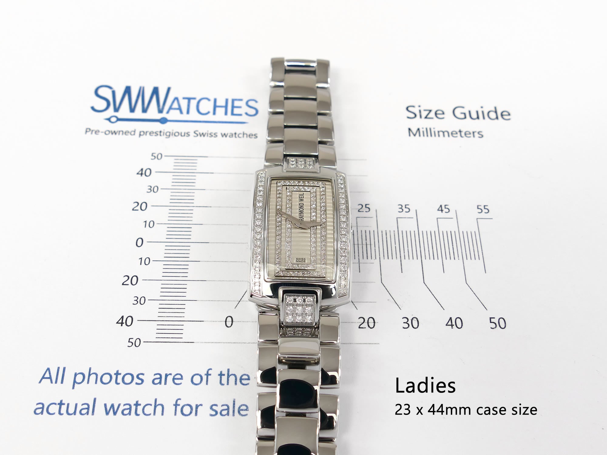 Raymond Weil Shine 1800 ladies 23 x 44mm case size
