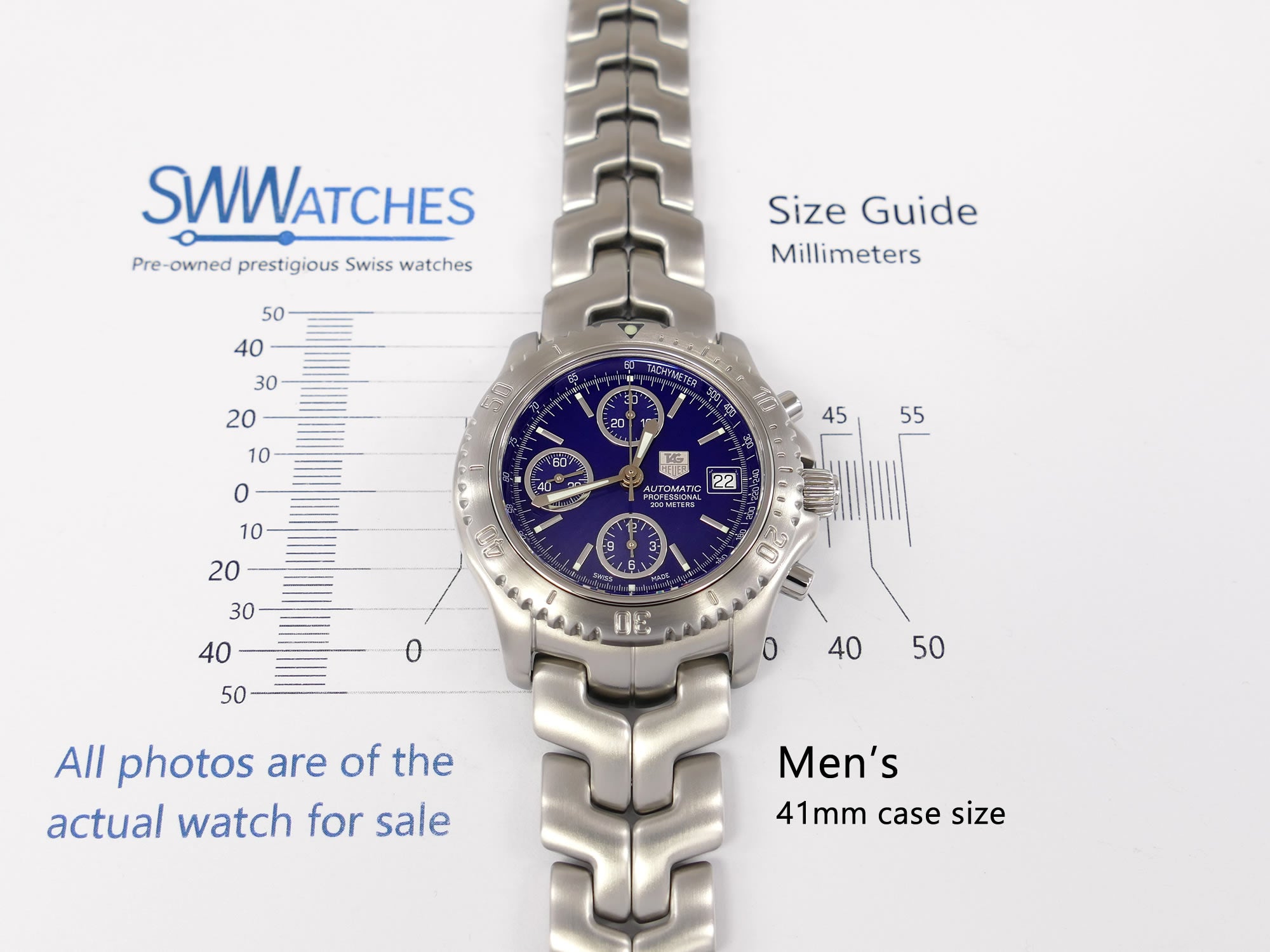 TAG Heuer Link CT2110 Chronograph Men's 41mm case size