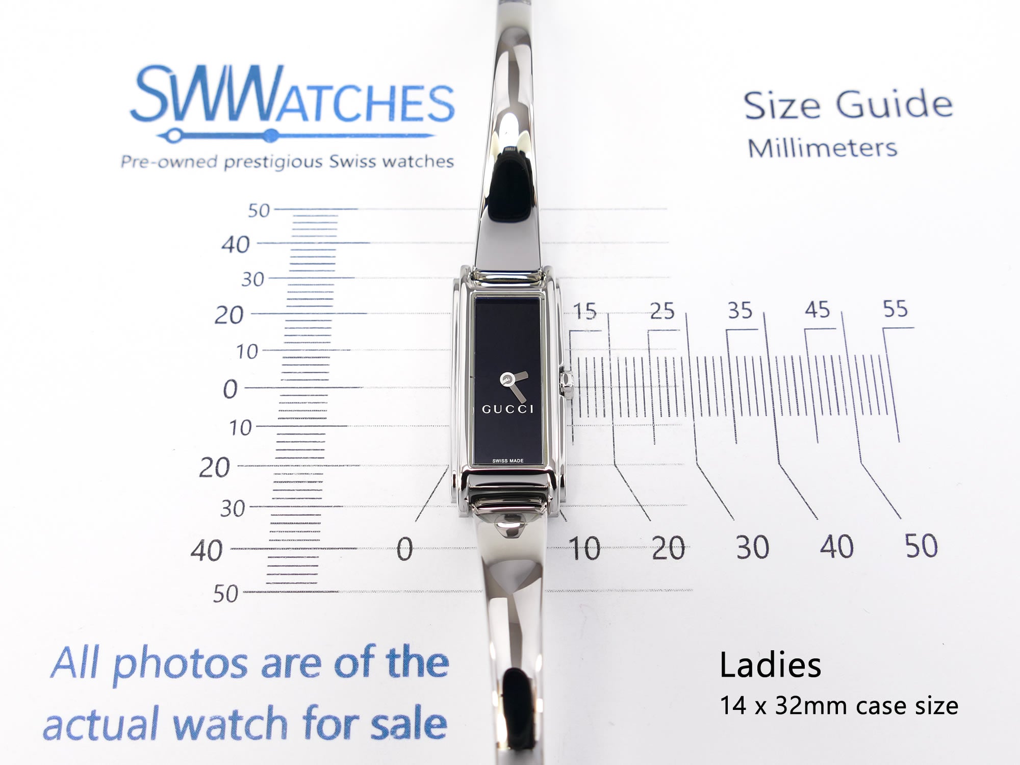 Gucci G-Line 109 ladies 14 x 32mm case size