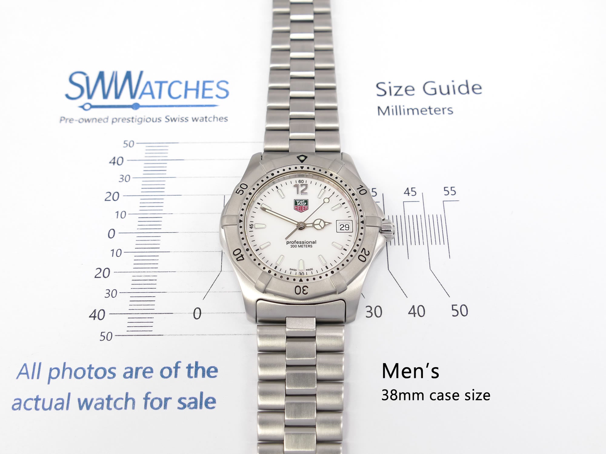 TAG Heuer 2000 Classic WK1111-0 Men's 38mm case size