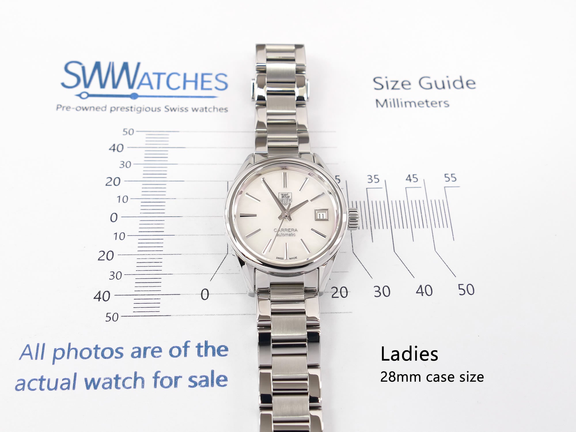 TAG Heuer Carrera WAR2411-2 Ladies 28mm case size