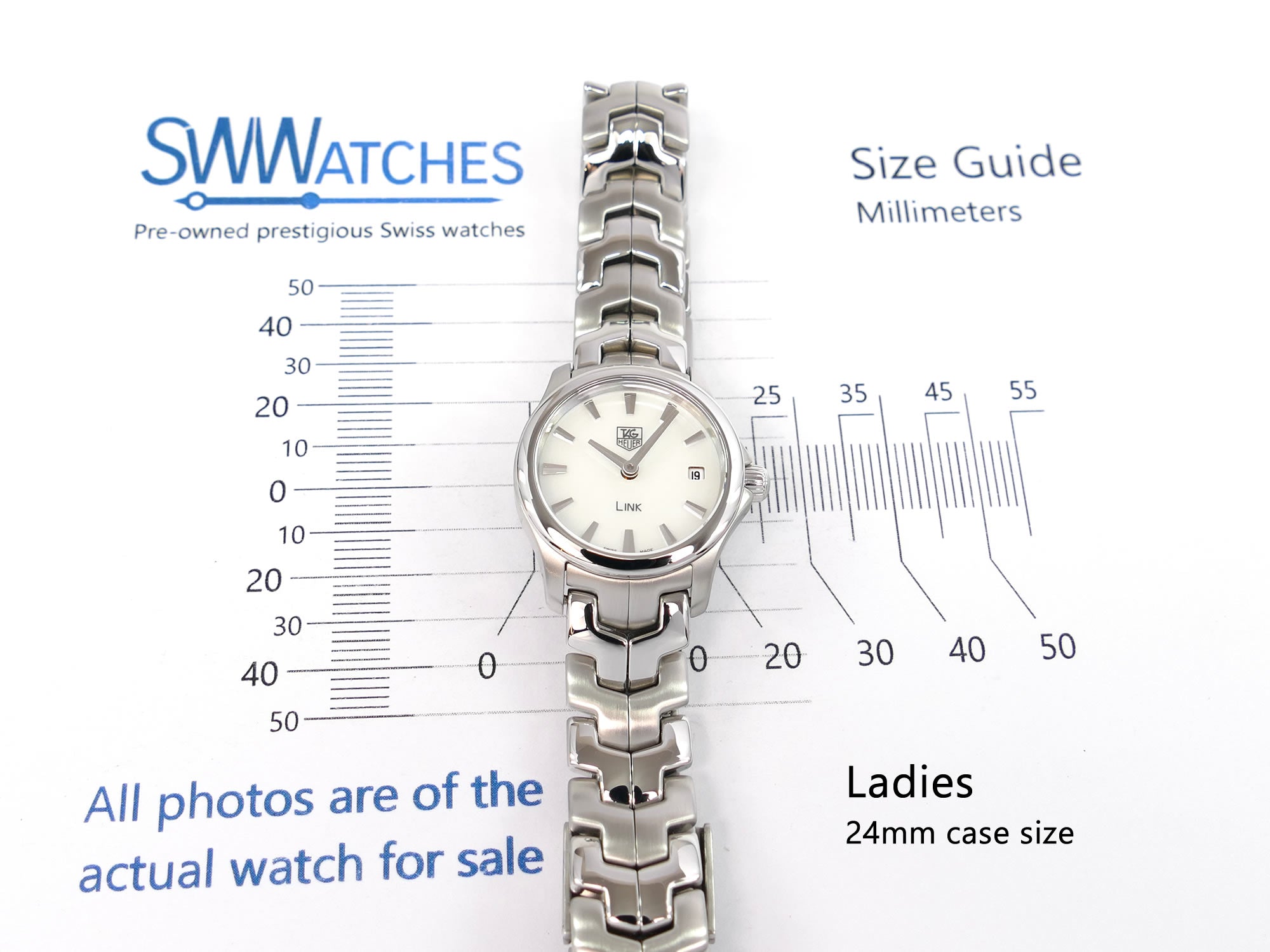 TAG Heuer Link WJF1410 Small 24mm Ladies case size