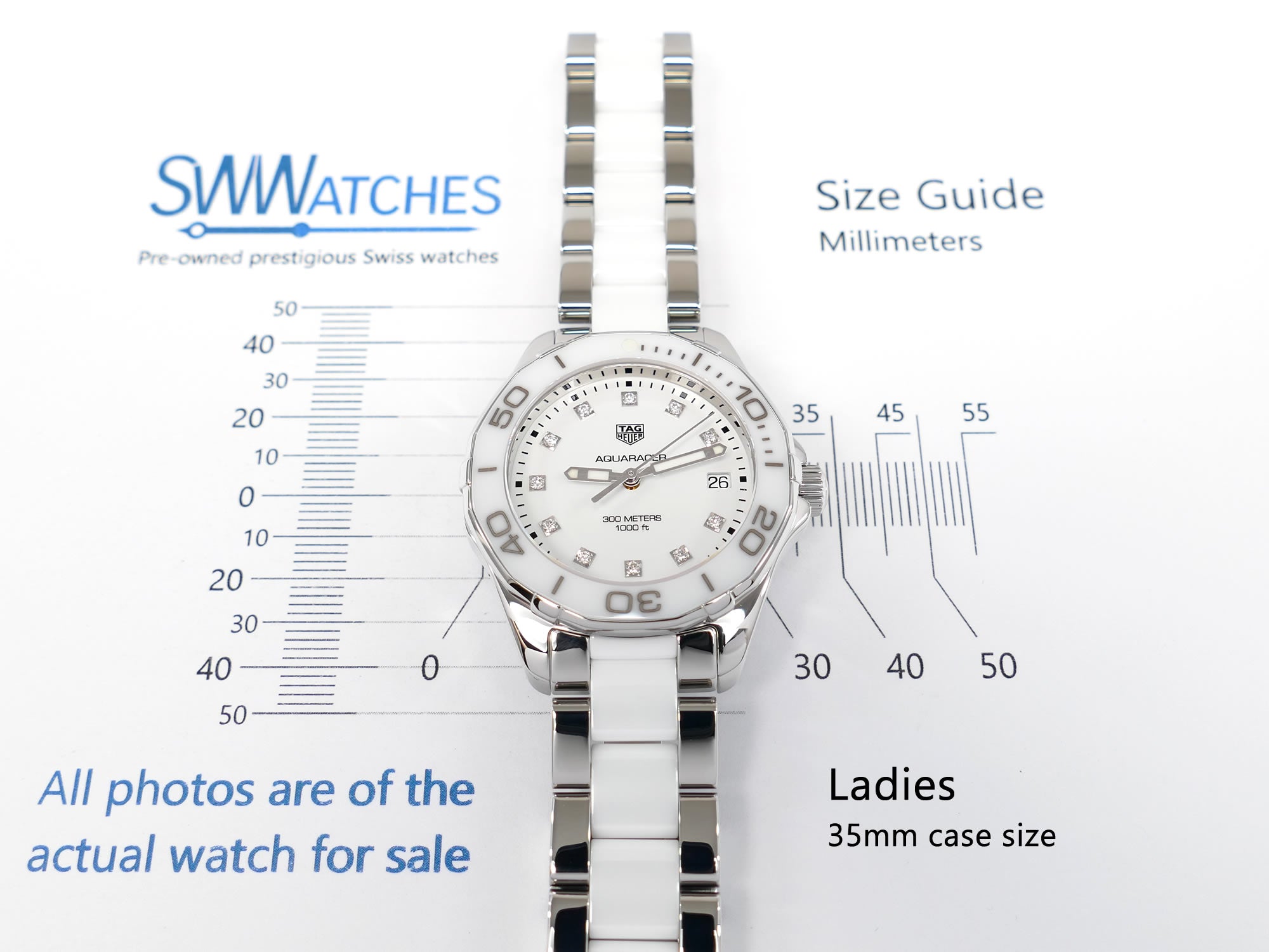 TAG Heuer Aquaracer WAY131D Ladies 35mm case size