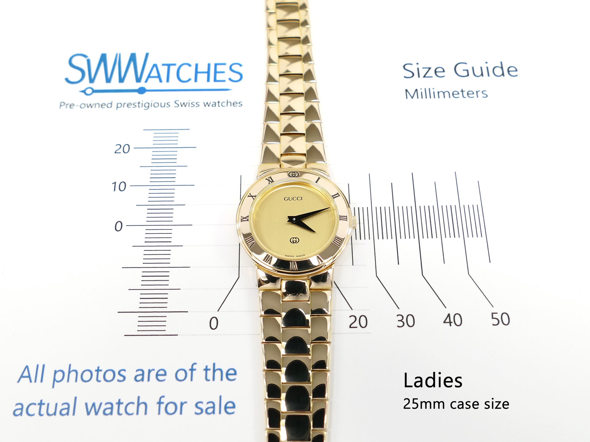 Gucci 3300L 25mm Ladies case size