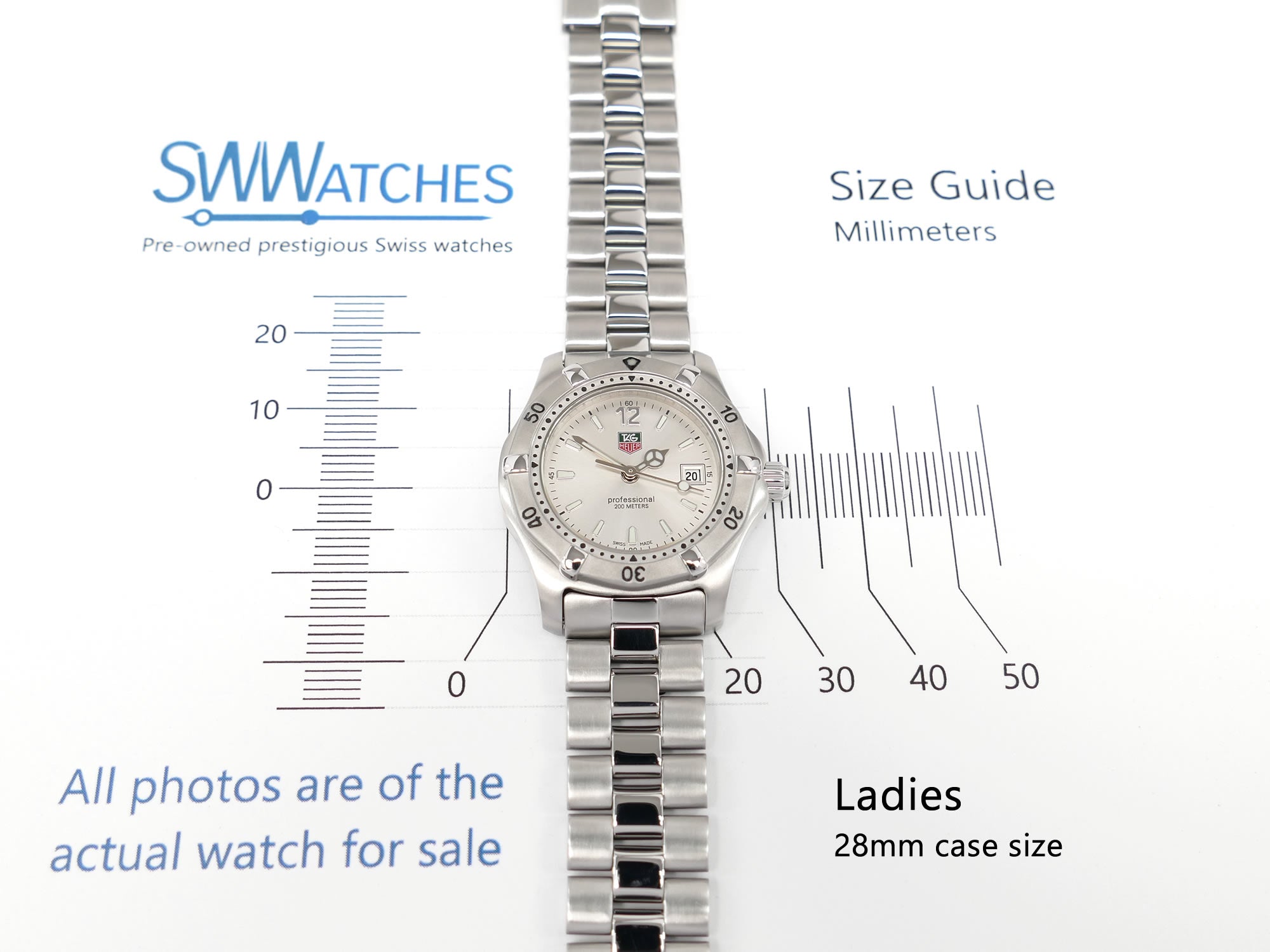 TAG Heuer 2000 Classic WK1312-0 28mm Ladies case size