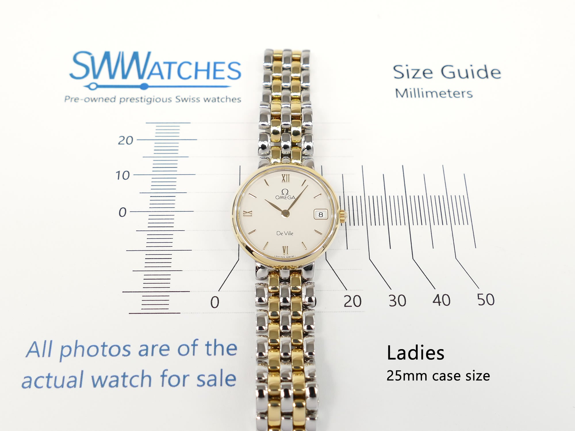 Omega De Ville 796.2579 Silver Dial with 18k Gold - Ladies 25mm