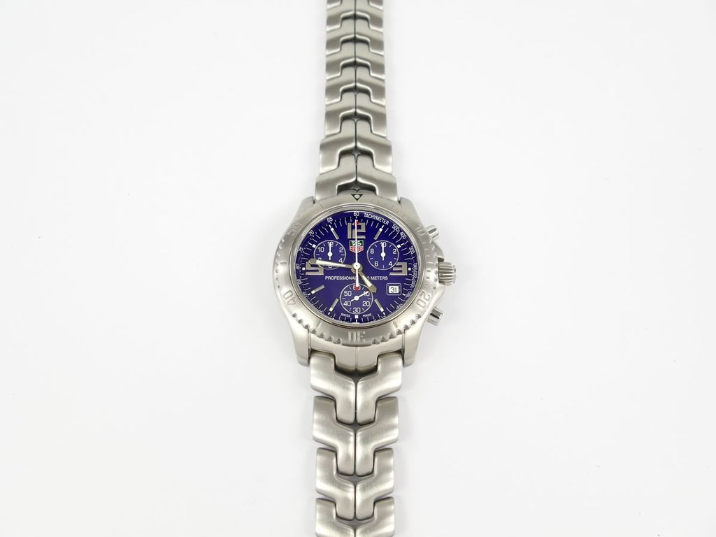 TAG Heuer Link Chronograph Blue Dial CT1110.BA0550 date display and rotating diver's bezel