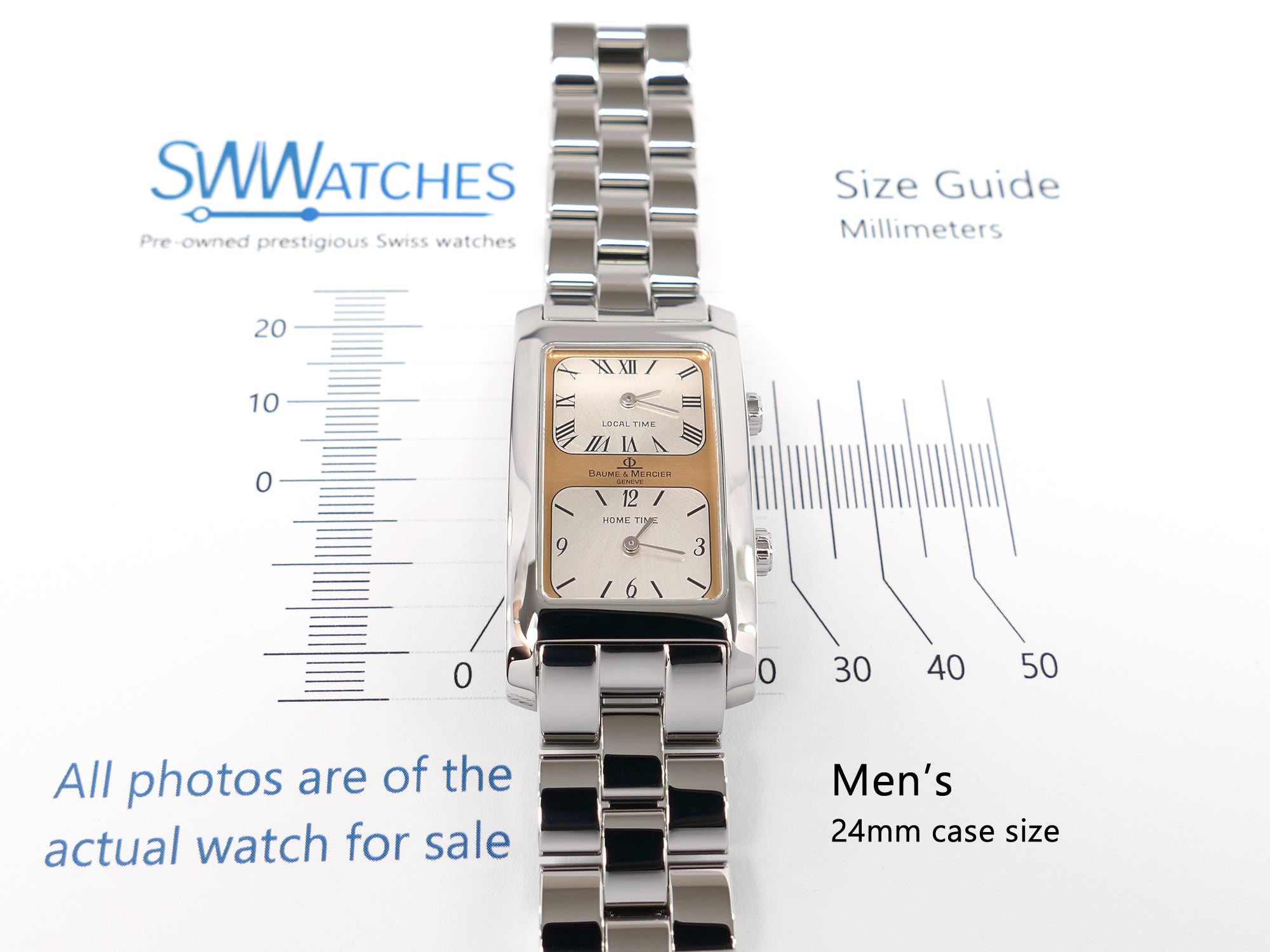 Baume & Mercier Hampton Dual Time MV045121 Men's 24mm case size