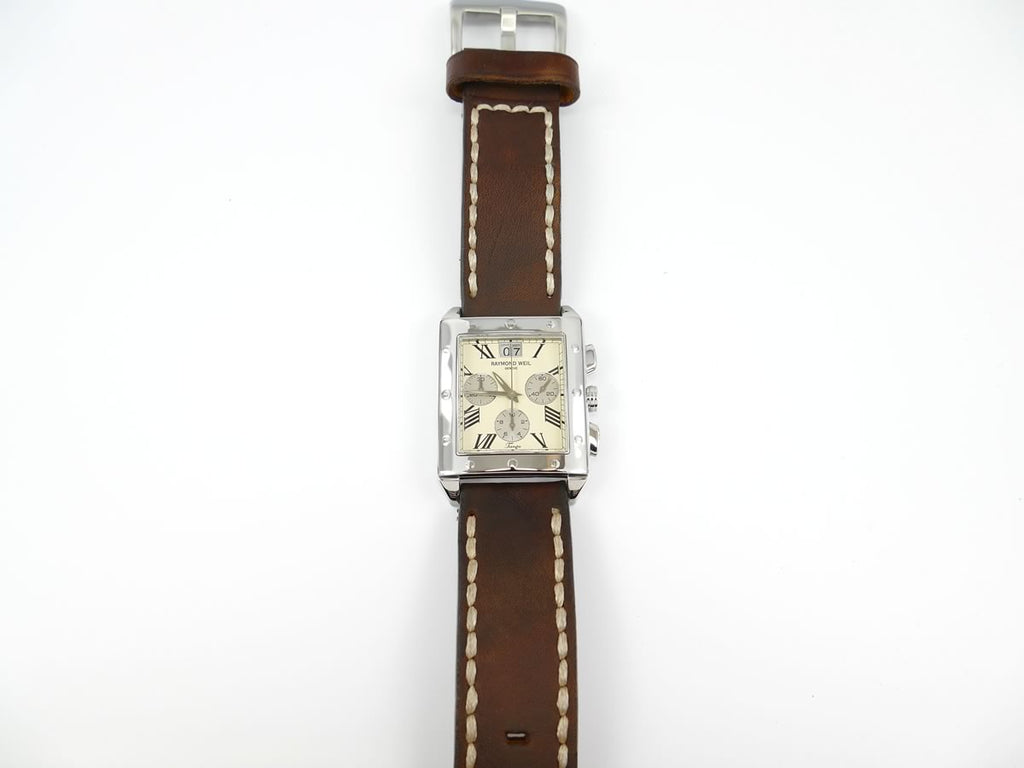 Raymond Weil Tango Chronograph 4881 rectangular stainless steel case with grande date