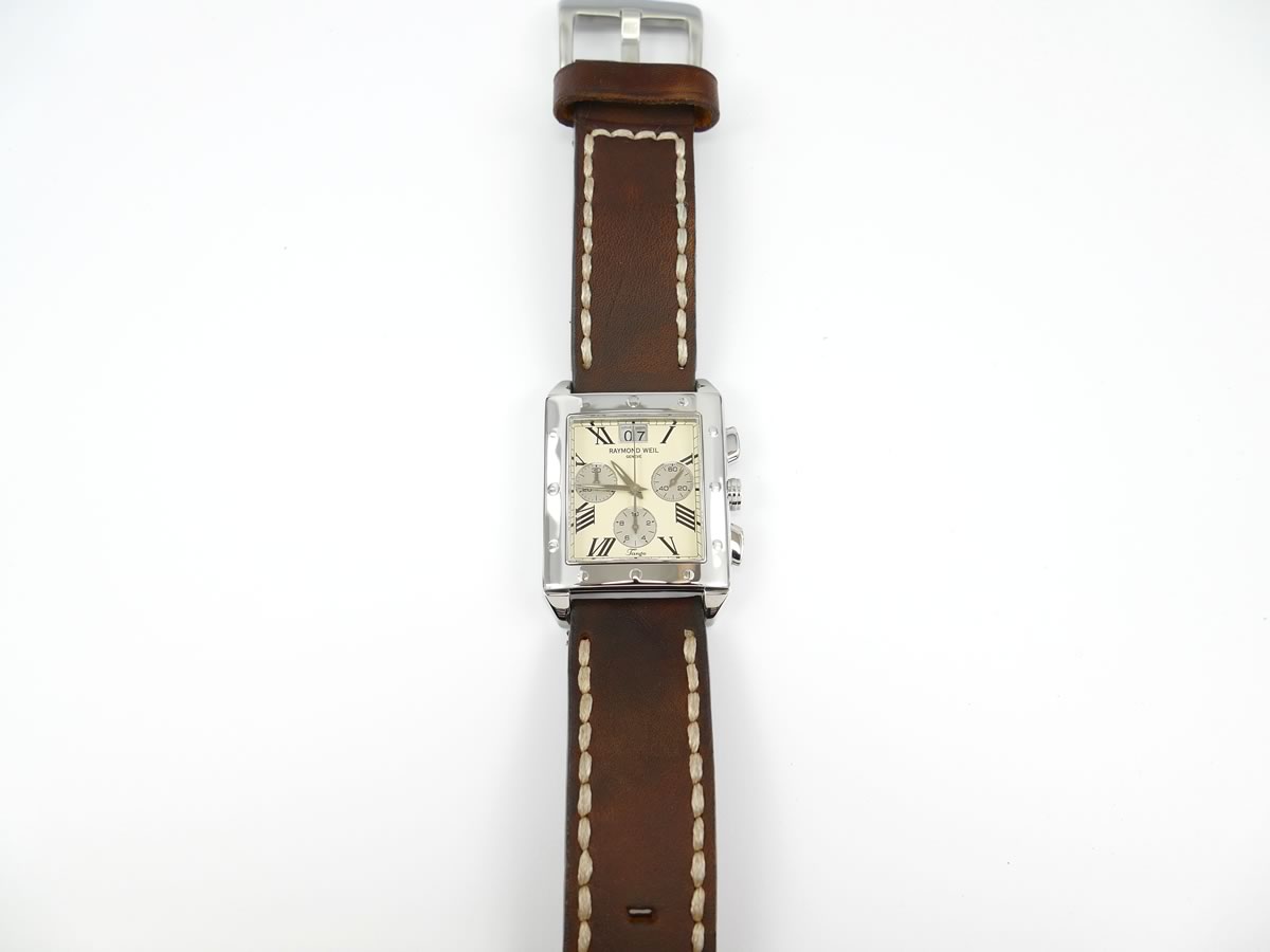 Raymond Weil Tango Chronograph 4881 rectangular stainless steel case with grande date