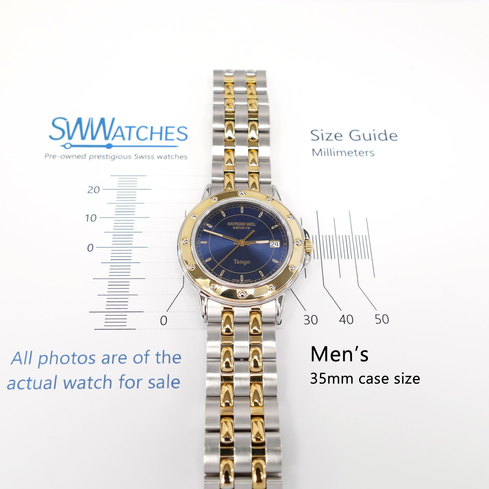 Raymond Weil Tango 5560 Men's 35mm case size