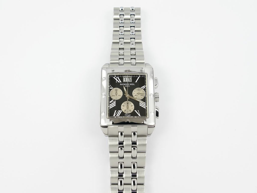 Raymond Weil Tango Chronograph Rectangular Black Dial 4881-ST-00209