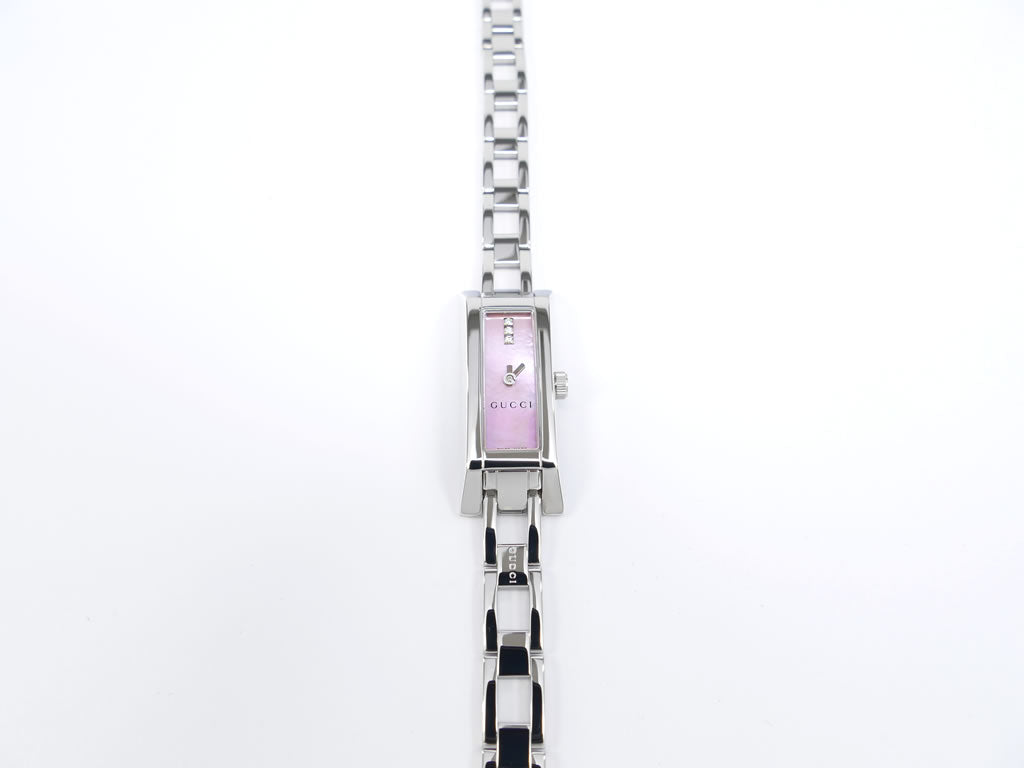 Gucci G-Link 110 Pink Mother of Pearl YA110515 Box/Papers Stainless Steel Quartz
