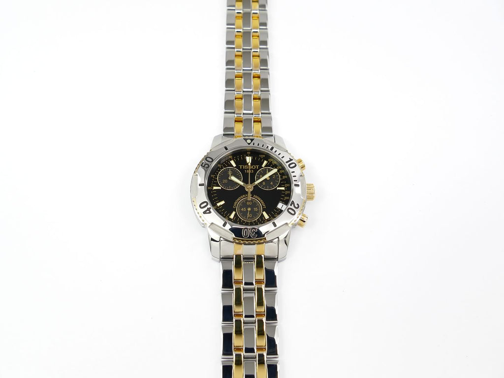 Tissot T-Sport PRS200 Chronograph Black & 18k Gold with rotating bezel and tachymeter
