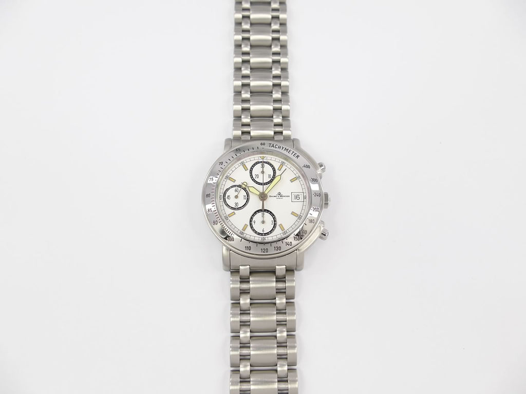 Baume et Mercier Richemont White Chronograph tachymeter bezel