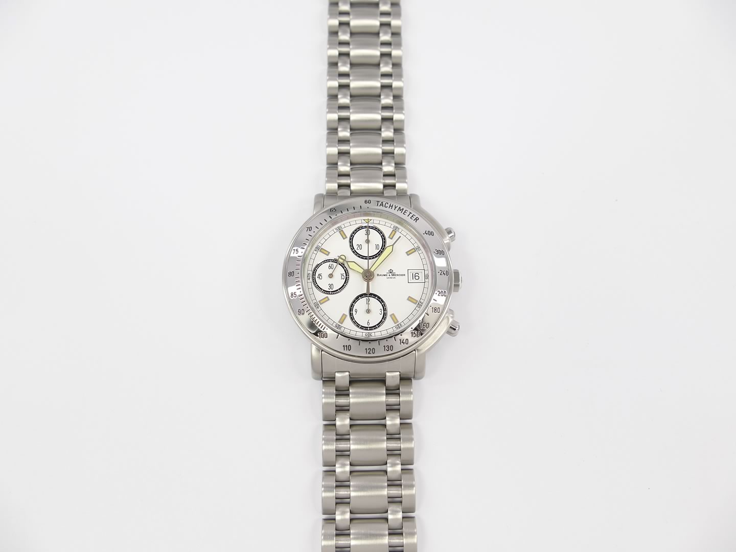 Baume et Mercier Richemont White Chronograph tachymeter bezel