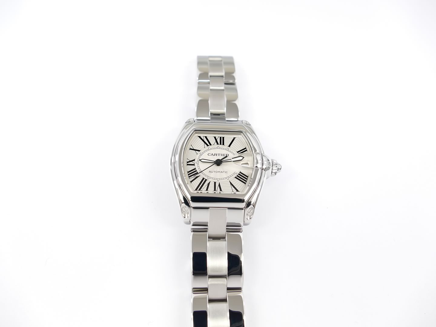 Cartier Roadster 2510 Silver barrel / tonneau shape case