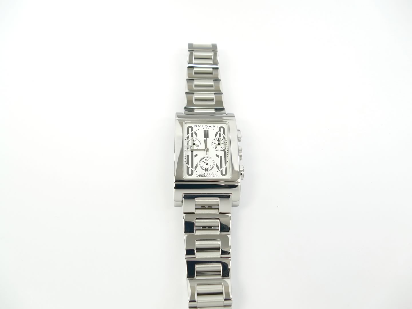 Bulgari Rettangolo White Chronograph RTC49S stainless steel