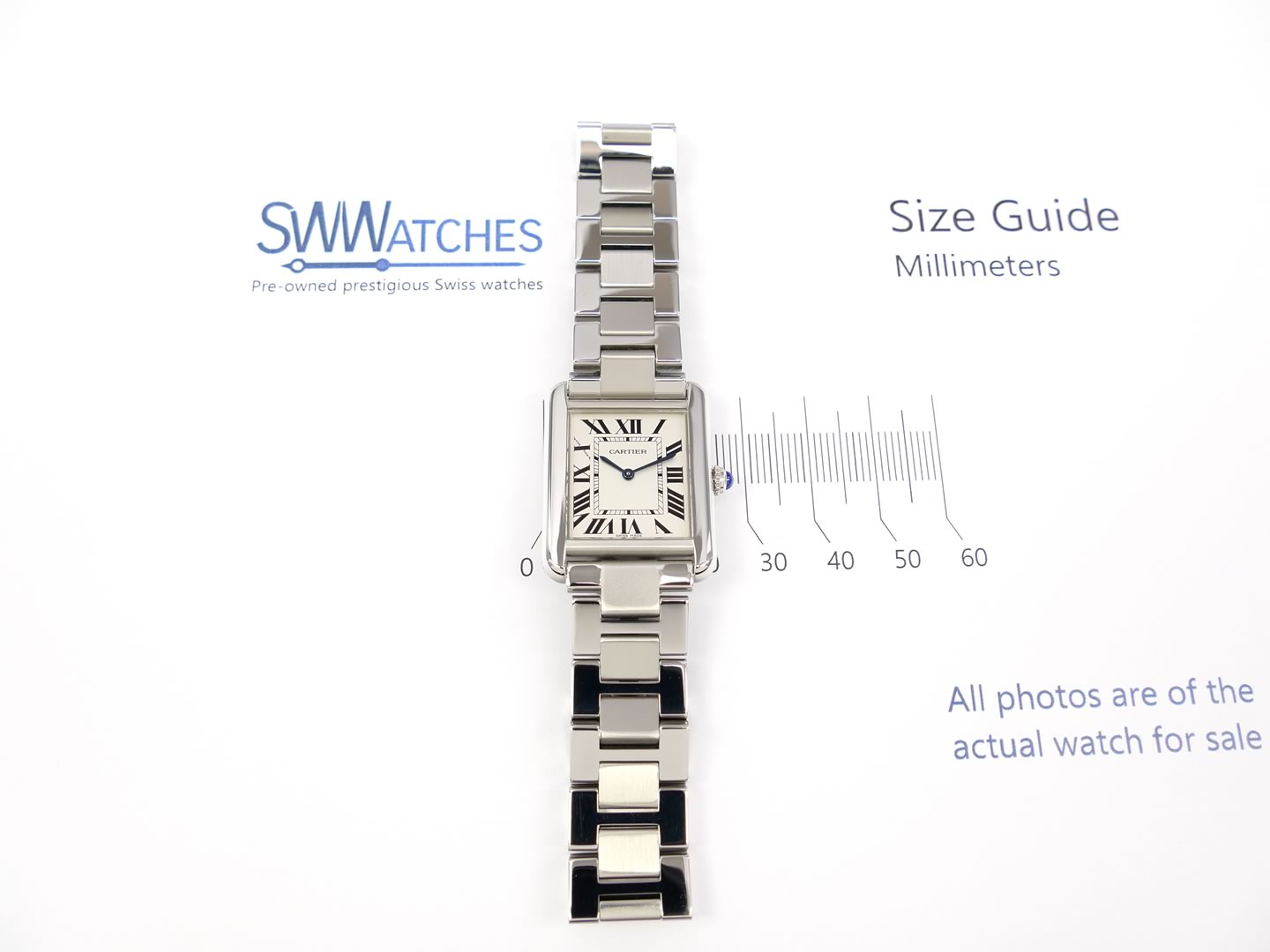 Cartier Tank Solo 3170 case size 24mm x 31mm