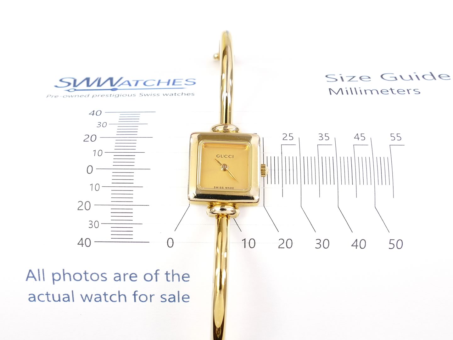 Gucci 1900L 18k Gold Plated 19mm square case