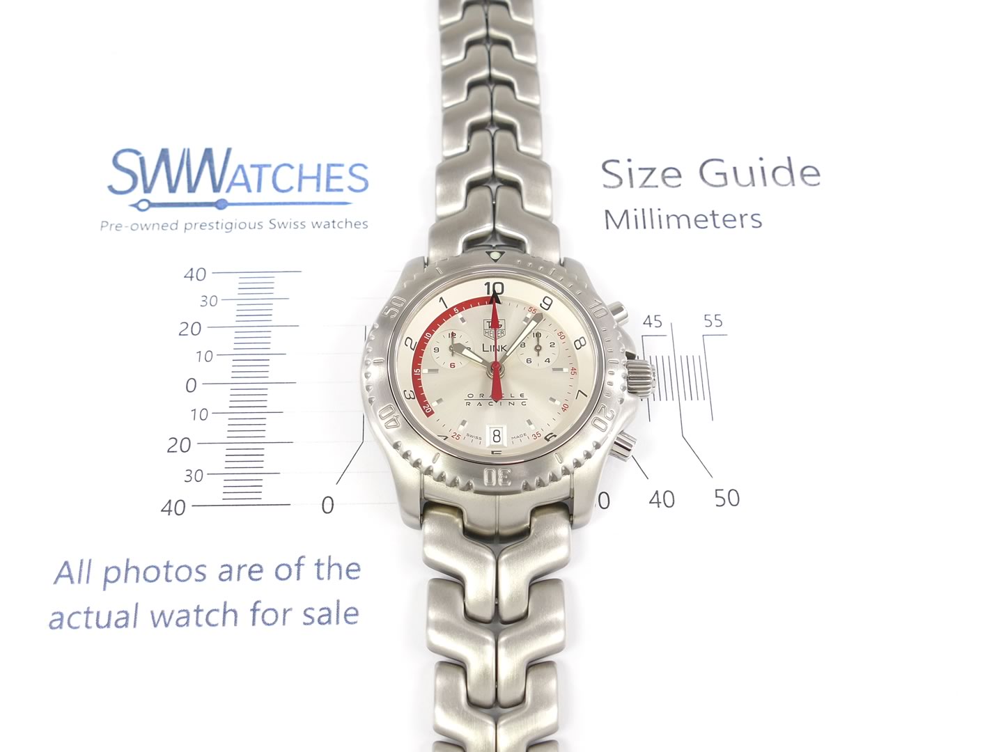 TAG Heuer Link Chronograph Oracle Racing CT1118 case size 41mm