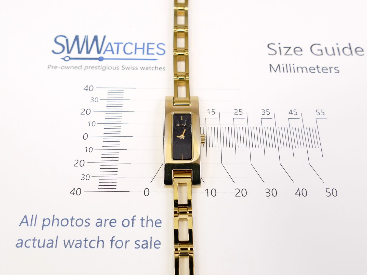 Gucci 3900L Black 18k Gold 12 x 34mm case