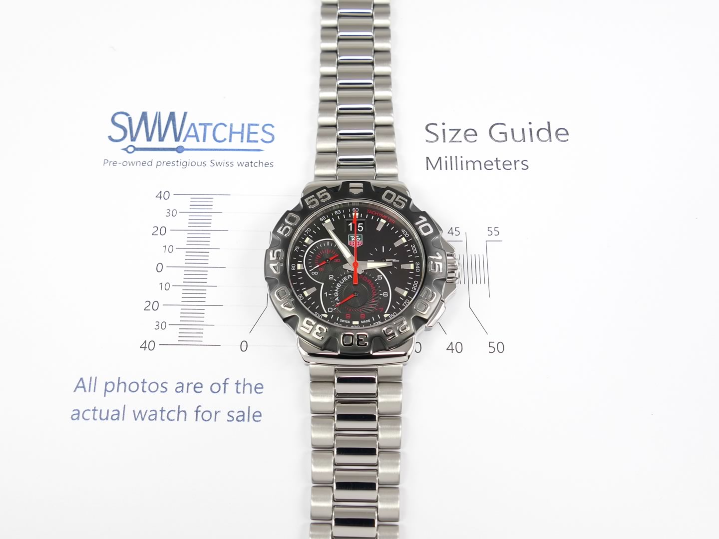 TAG Heuer F1 Chronograph Grande Date CAH1015.BA0855 case size 44mm