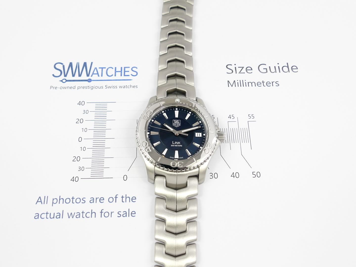 TAG Heuer Link Blue Dial WJ1112.BA0570 case size 39mm