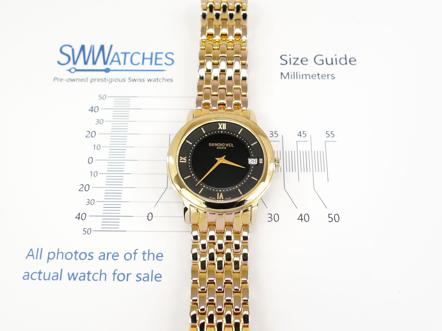 Raymond Weil Tradition 5598 case size 35mm with Date