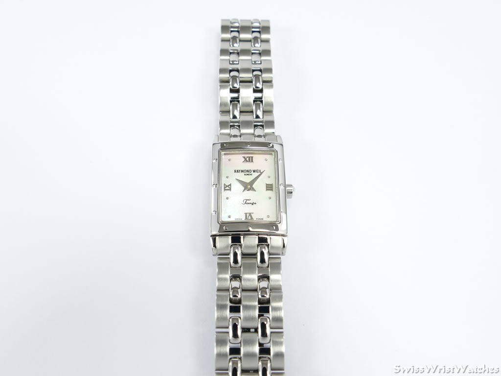 Raymond Weil Tango White Mother of Pearl 5970 Stainless Steel Rectangular Watch