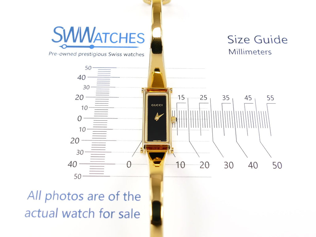 Gucci 1500L Black Dial case size 12 x 30mm