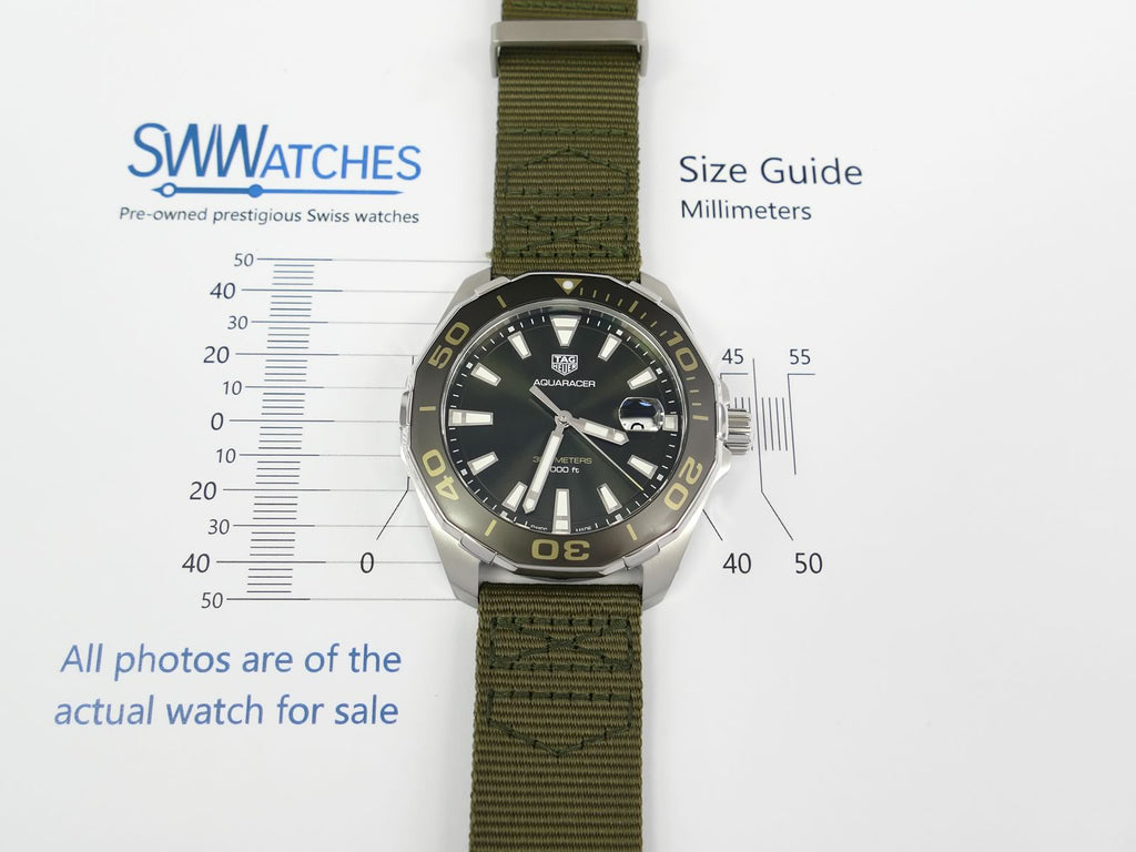 TAG Heuer Aquaracer 300M Khaki 43mm case size WAY101E