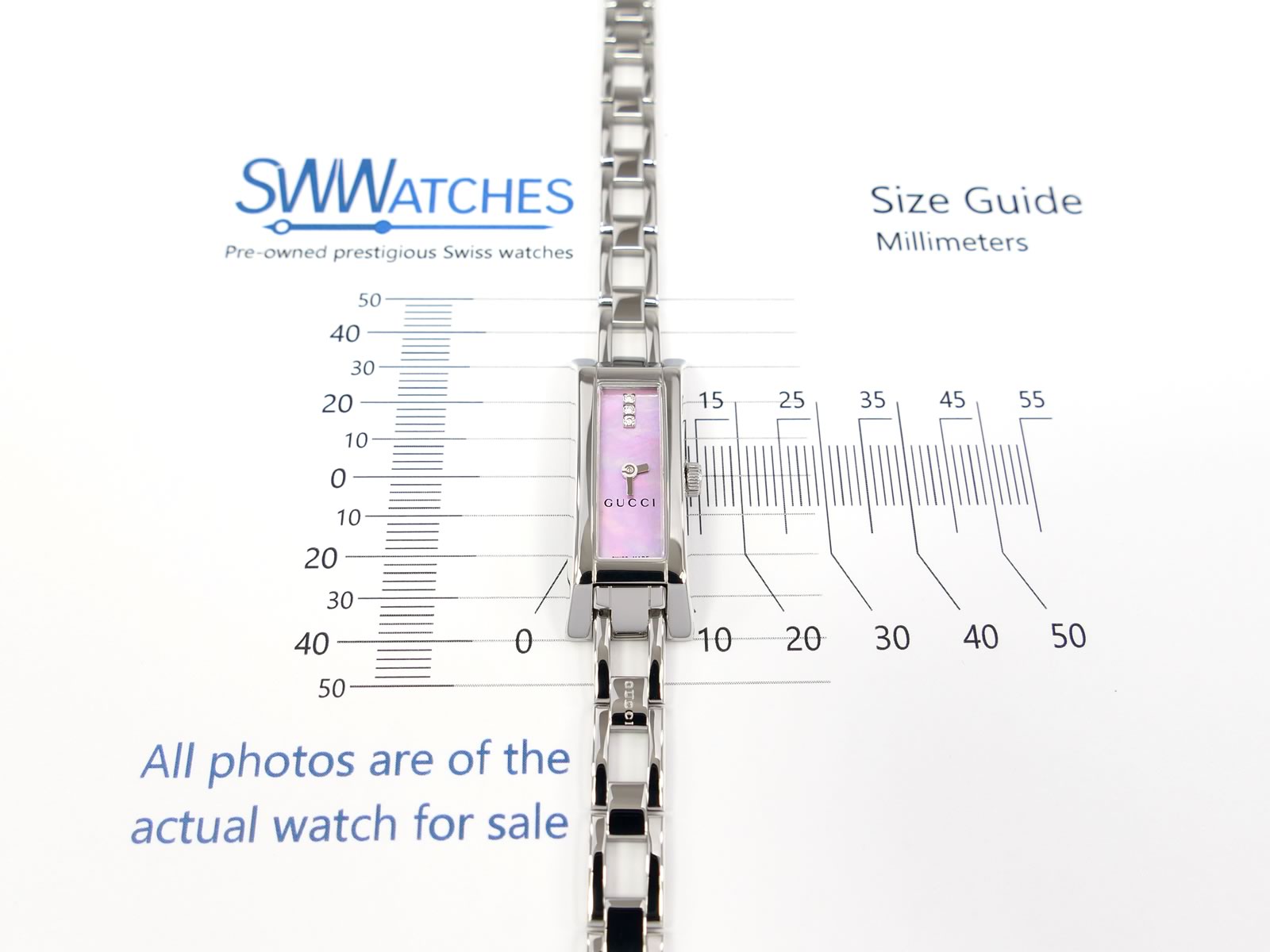 Gucci G-Link 110 Pink Mother of Pearl Diamond Dial YA110515