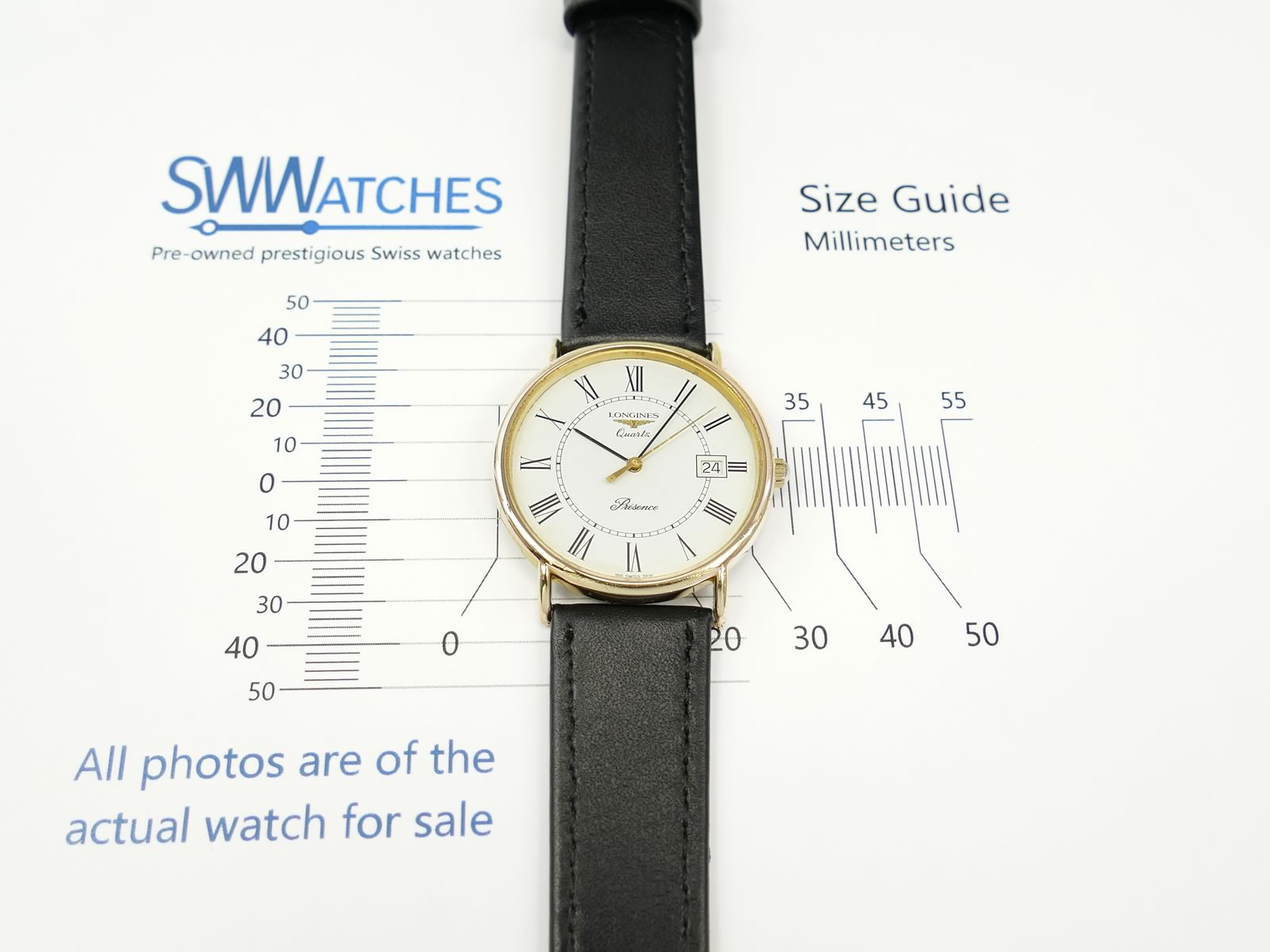Longines Présence case size 33mm