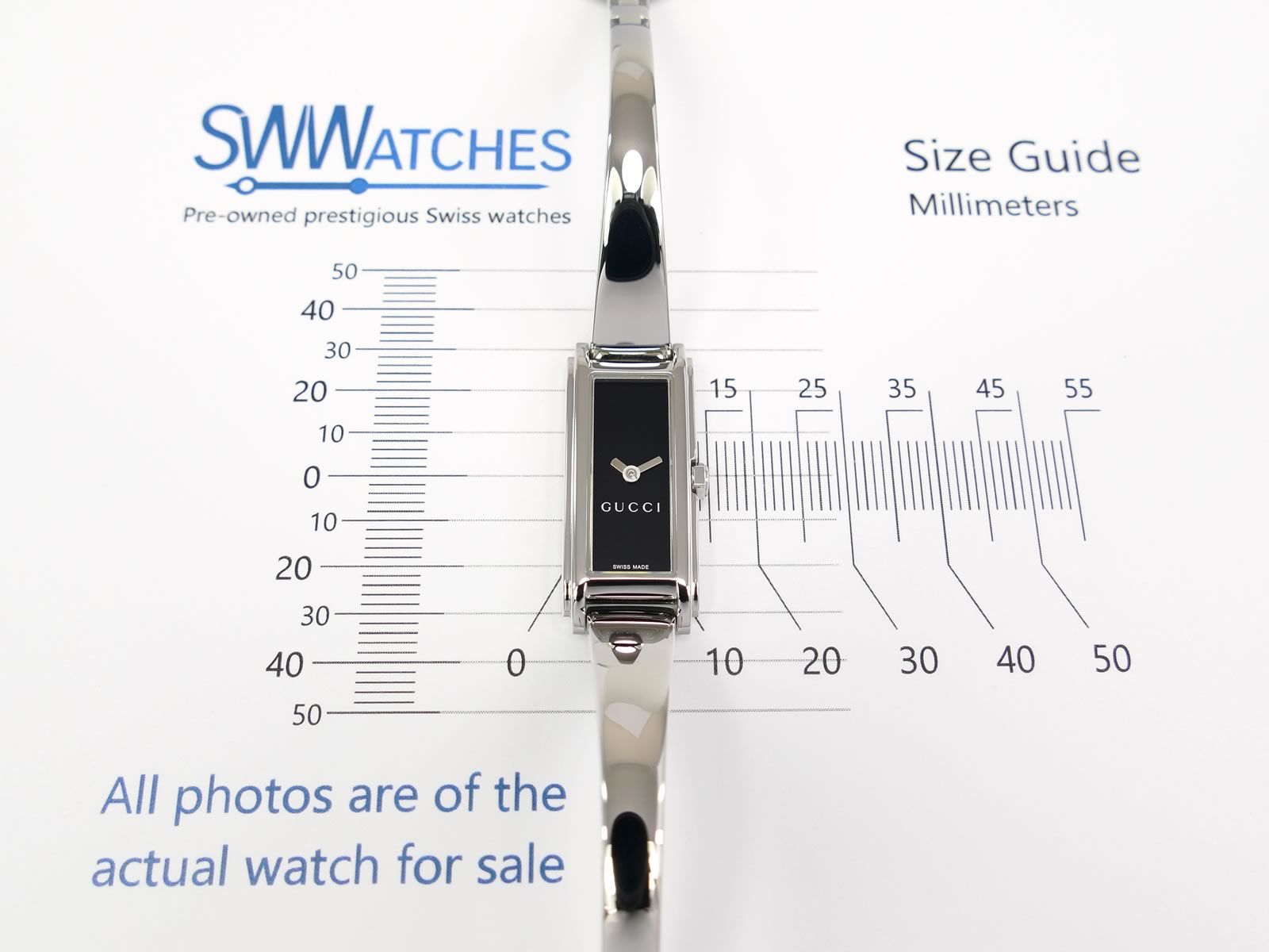 Gucci G-Line 109 case size 14 x 32mm