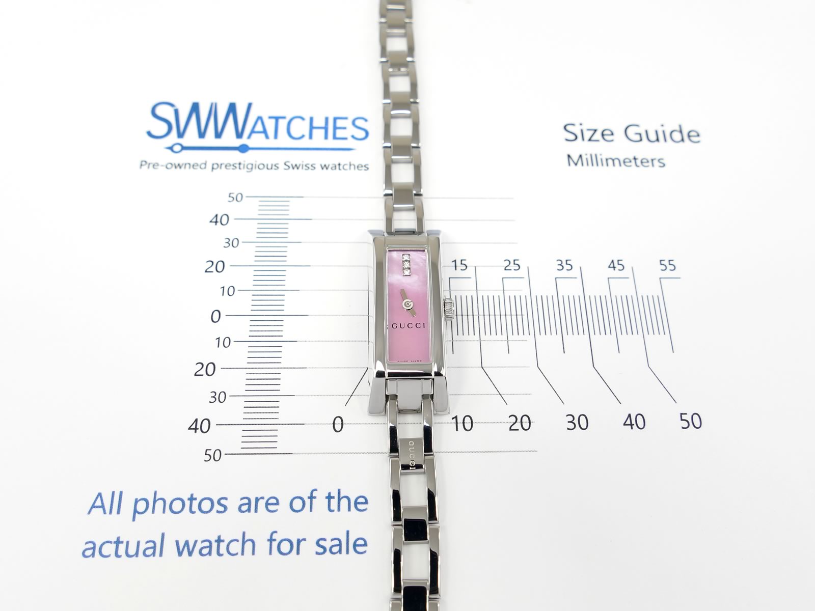Gucci G-Link 110 Pink Mother of Pearl and Diamond Dial YA110515
