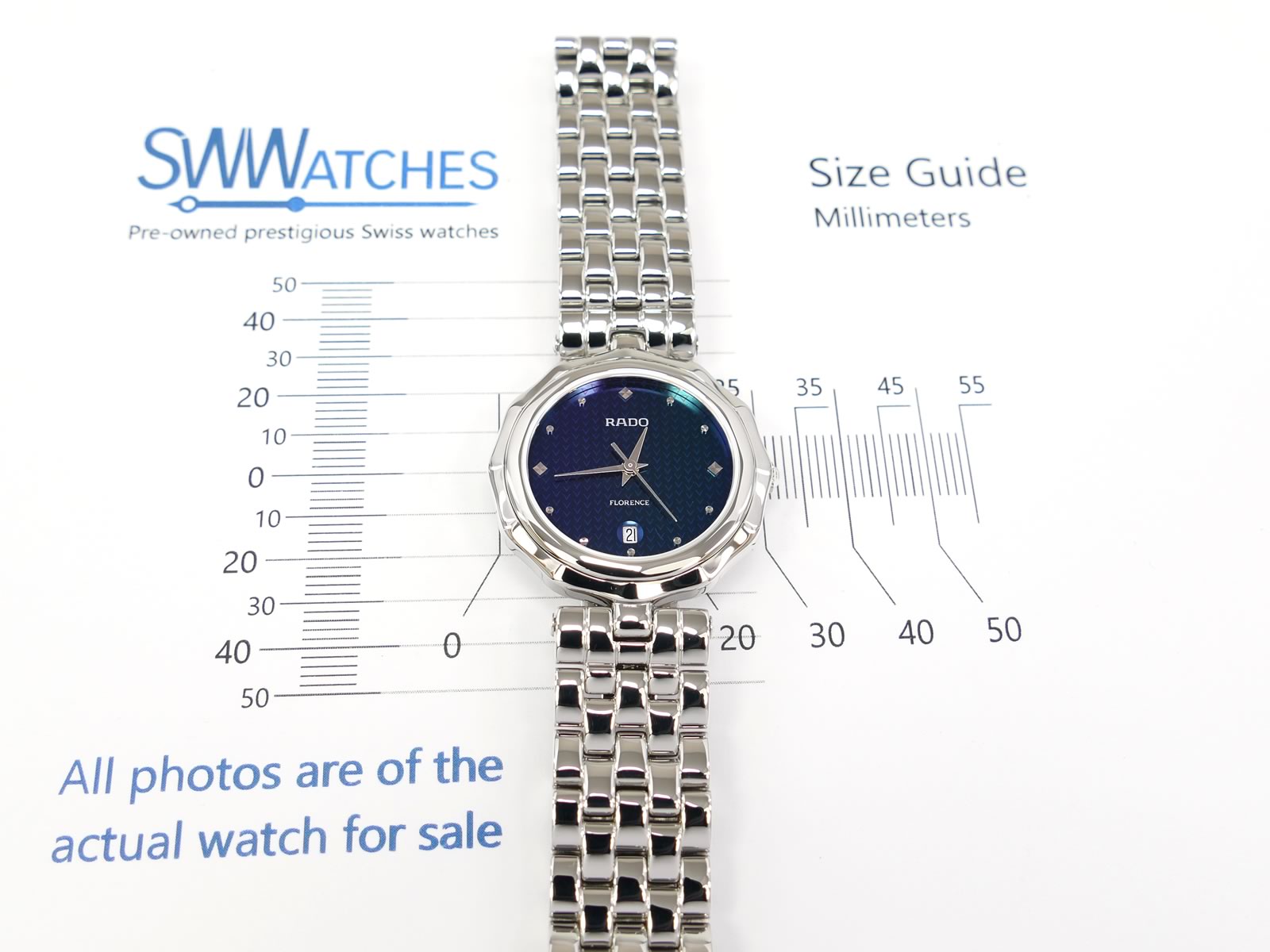 Rado Florence Blue with Date 129.3736.4 Dodecagon 12-sided Case