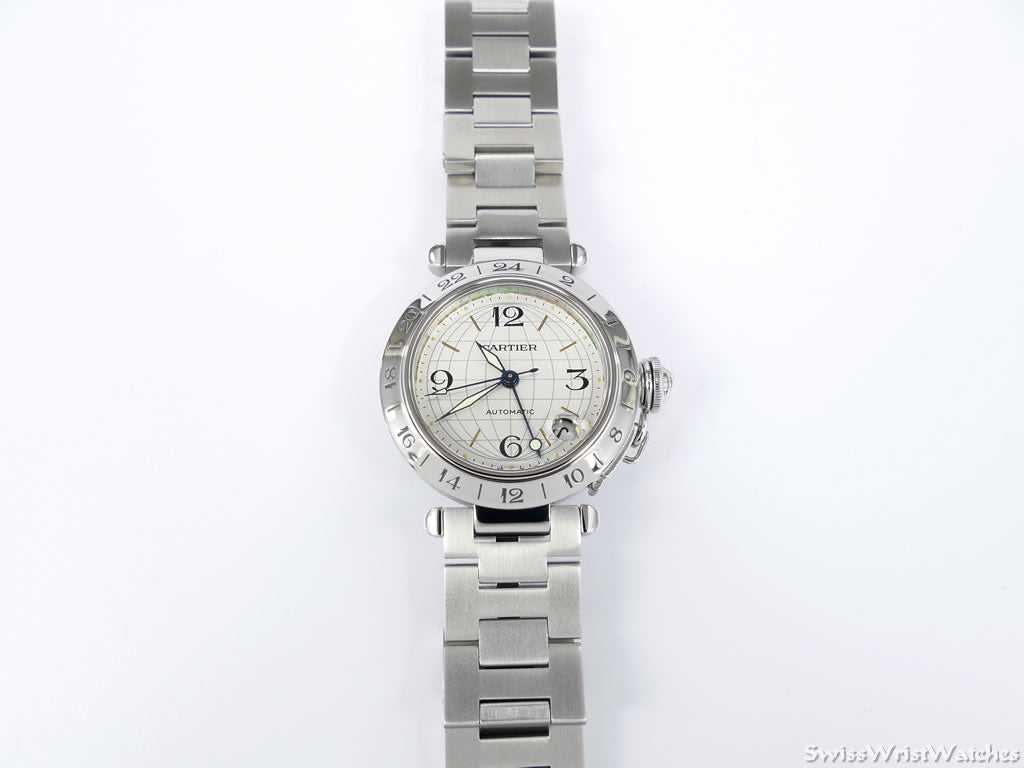 Cartier Pasha GMT Silver 2377 front view