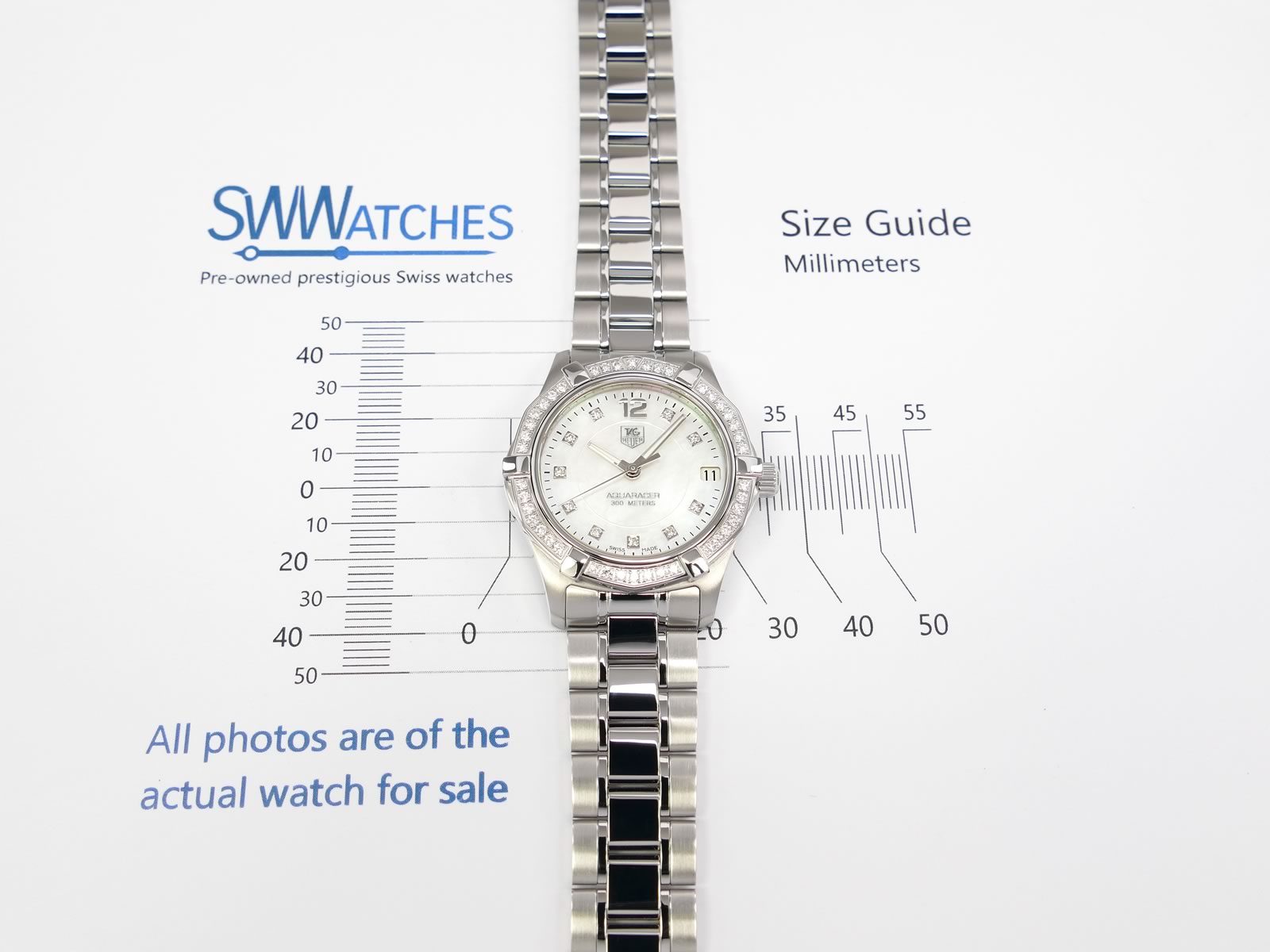 TAG Heuer Aquaracer Lady 33mm case size WAF1313.BA0819