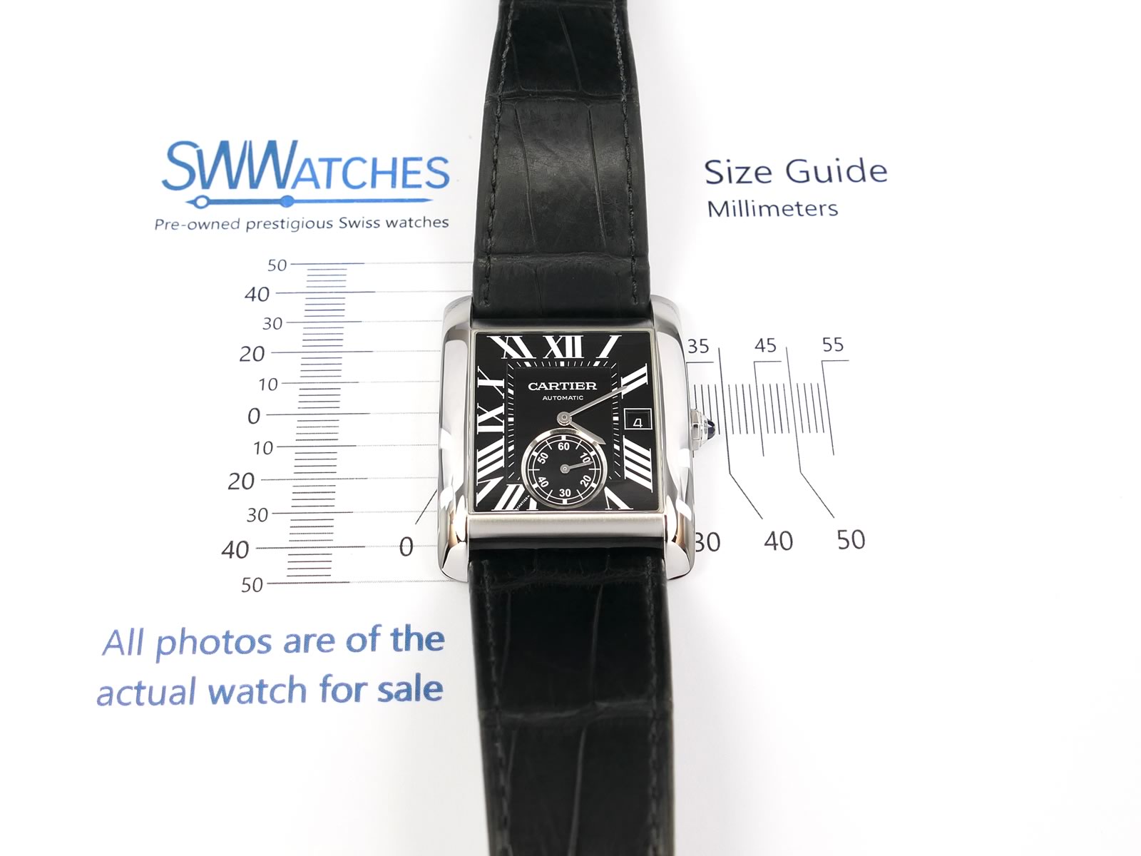 Cartier Tank MC 3589 case size 34 x 44mm