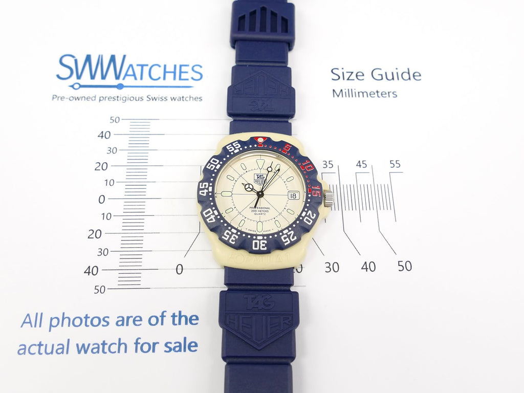 Tag Heuer 35mm Men\'s Formula 1 White/ Blue Swiss Quartz F1 Watch! Ref: 387.513! Full-Size 1987 TAG Heuer Formula 1 Ref. 387.513/1 Diver, w  main image 4
