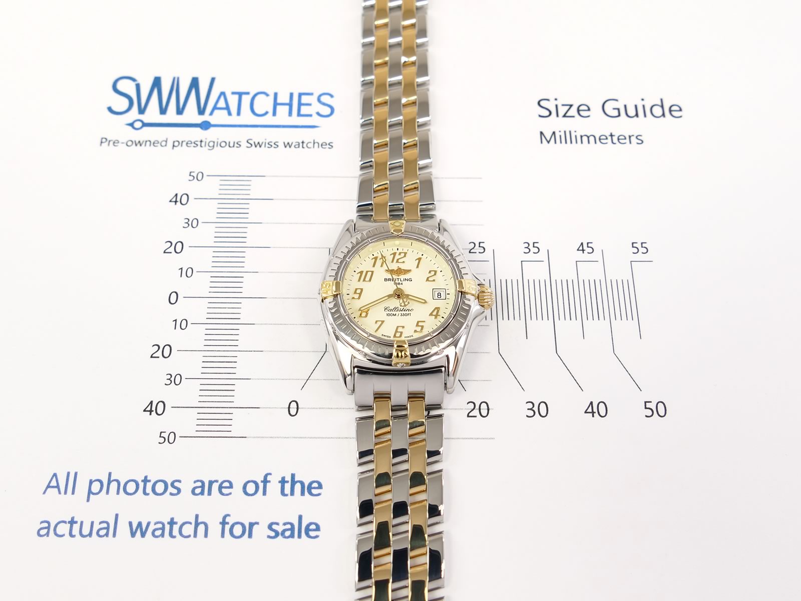Breitling Callistino B52345 case size 28mm
